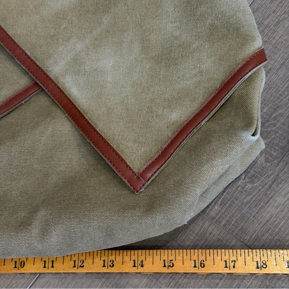 Canvas Shoulder Bag Duffle Style Tote 20W X 13” Length 2 Grab Handles Long Strap - Picture 6 of 7